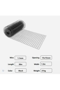 Black GAL Mesh Fencing  15x15mm Holes 30m x 1500h Rolls
