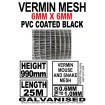 Galvanized Wire Vermin Mesh DELIVERED Fencing 990mm x 25m - 6mm x 6mm Squares BLACK