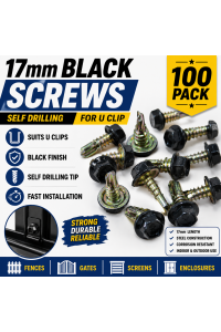 17mm Black Screws x100 - For U Clips